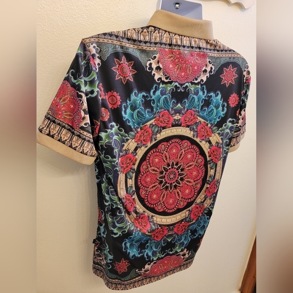 NWT Barabas Men's Rhinestone Embellished Polo Shirt - Picture 12 of 13